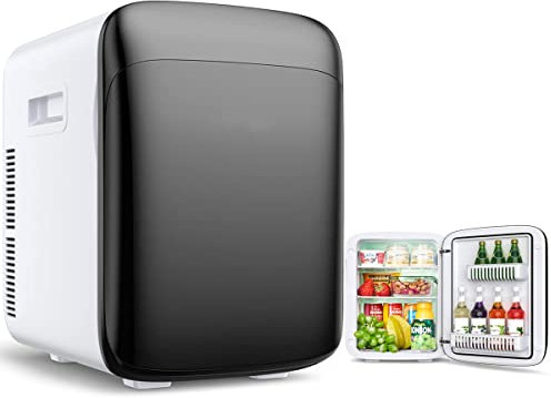 RELAX4LIFE Mini Frigorifero da 15L, Frigorifero Elettrico con Funzione di Raffreddamento e Riscaldamento, Minibar Refrigeratore per Bevande Portatile per Auto e Casa, 33 x 27 x 38 cm (NERO)