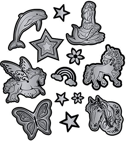 Step by Step Set reflektierende Sticker, Silber, 11 Sticker, Textilsticker, wasserfest, für Ranzen, Rucksack und Kleidung