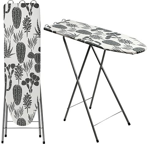 KADAX höhenverstellbarer Bügelbrett aus Stahl, 100x30cm klappbarer Bügeltisch, Dampfbügeltisch mit Bezug, Dampfbügelbrett mit Antirutschfüße (weiß/grau)