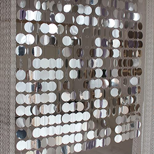 ECYC Ltd Sparkle Sequin Beaded Curtain Door String Decor for Home Festivals Wedding Party (5 Strips, Silver)