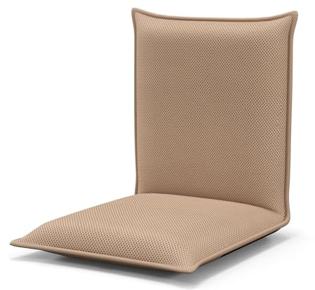 LIFEZEAL Sedia da Pavimento, Cuscino da Terra, Schienale Regolabile a 6 Livelli, Telaio in Acciaio, Imbottito in Spugna, Fodera Traspirante, Max 136kg, per Meditazione, Lettura, Relax, Lounge, Beige