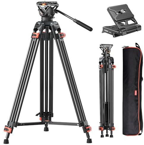 COMAN 186CM Stativ Kamera - Aluminium Mit Camera Tripod 360° Flexibles Schwenken & +90°/-75° Neigen, Video Stativ Kompatibel Mit DJI Rs Köpfen, Manfrotto,Max Load 10kg