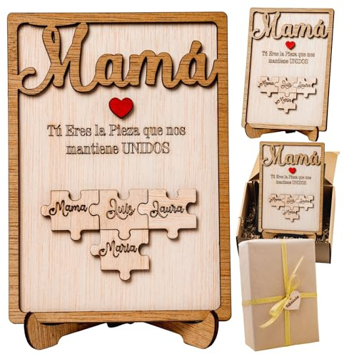 Olesea Dia de la Madre Marco Madera Personalizado Puzzle Cuadro Decorativo Mamá, Papá, Abuela, Abuelo, tu Eres la Pieza Que Nos UNE con Nombres Regalo Pareja Regalo día de la Madre Regalo Original