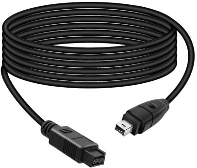 RIIEYOCA 1,8 m di Cavo Firewire IEEE1394 da 4 pin Maschio a 9 pin Maschio, Cavo Adattatore iLink per Fotocamera Digitale, Videocamera, Computer Portatile, DV, nero (da 4 a 9)