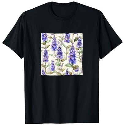 Anise Hyssop Flower Watercolor Pattern Graphic T-Shirt
