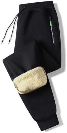 ZOXOZ Pantalon Chandal Hombre Deportivos Hombres Pantalones Forro Polar Cálido Algodón Termico Holgados Invierno Sherpa Casuales de Holgado Rectos Jogger con Bolsillos de Cremallera Negro 2XL