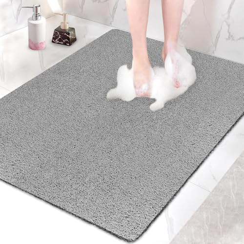Duschmatta, halkfri, 80 x 100 cm – extra stor säkerhet, badkarsmatta med ventilationshål, mjuk komfort, PVC-luffamassage, halkfri matta för dusch, snabbtorkande