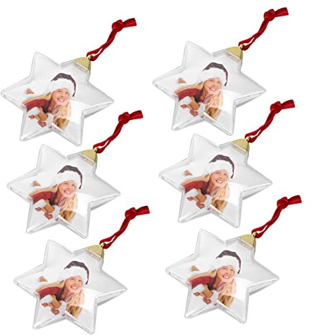 QUMIIRITY 6st Fotokugel-anhänger Weihnachtsbilderrahmenverzierungen Ornamente Groß Kugeln Mit Löchern Klare Befüllbare Kugeln Herz Fotorahmen Klare Ornamentkugeln Flitter Plastik Weiß