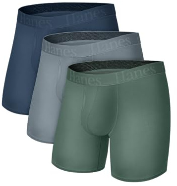 Hanes Men's Originals SuperSoft Boxer Briefs, Viscose from Bamboo Underwear for Men, 3-Pack