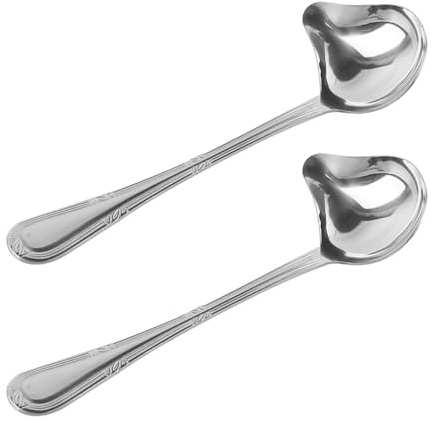 ieron 2st såsslev med skänk silversåsskedar Rostfritt stål ringsked Lång liten såssked för soppor Dressingar Såssåser och mer