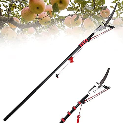 JXYQ Telescopic Tree Pruners, Professional Telescopic Pole Saws Height Extendable Pruning Saw Gardening Branch Saw Loppers Cutter with Sk5 Cutting Blade, for Pruning Branches and Leaves 18FT