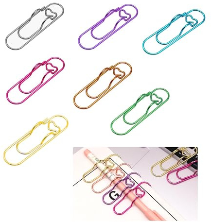 7 Pack Colorful Metal Pen Holder Clips, Clip-on Pen Holders for Notebooks, Journals, and Planners, Paperclip Pen Holder Bookmark, Reusable Stationery Tool for Students, Office, and Daily Use