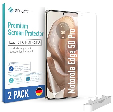 smartect TPU Skärmskydd 2 Stycken för Motorola Edge 50 Pro | Screen Protector Anti-Repor, Skyddsfilm Ultra-transparent, Bubbelfri, Anti-Fingeravtryck, Skalvänlig