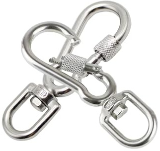 Locking Carabiner Clip with Swivel Clasp 304 Stainless Steel Swivel Rotating Locking Carabiner for Securing Pets, Dog Leash and Harness, Camping, Hiking, Backpack, Keychains 2pcs