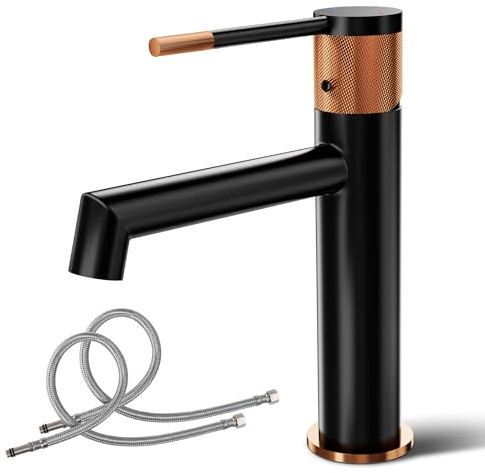 ALPHA HOME Bad Wasserhahn Einhebelmischer Mischbatterie Badarmatur Waschtischarmatur Waschbeckenarmatur mit Auslauf Höhe 107 mm für Gäste WC, Anti-Fingerprint & Einfache Montage