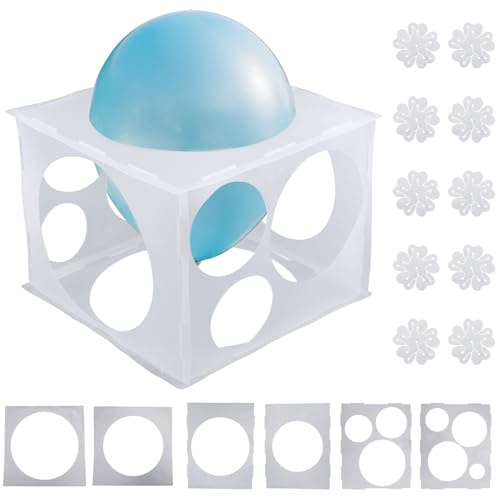 Cubo di Misurazione per Palloncini a 11 Fori, Strumento Pieghevole La Misurazione Delle Dimensioni Dei Palloncini con 10 Clip a Forma di Fiore per Archi o Colonne Decorazioni Feste