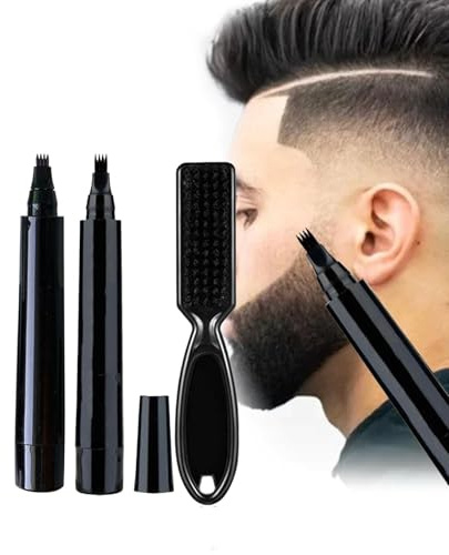 Bolígrafo Relleno para Barba,Bolígrafo Relleno para Barba Negro,Relleno de Lápiz de Barba para Hombres con Cepillo,Impermeable y Duradero,Kit de Bolígrafos Relleno de Barba para Bigotes y Cejas