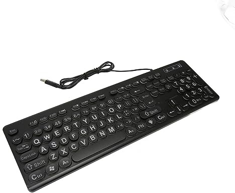 Hamwesh Stort Tangentbord, 104 Tangenter Bakgrundsbelyst USB-tangentbord för Dator med överdimensionerade Bokstäver och Flera Justeringar Av Ljusstyrkan, Plug and Play-inställning för äldre eller