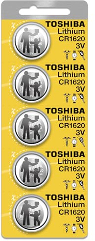 Toshiba CR1620 3V Lithium Coin Cell Battery Pack of 5