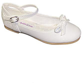 Girls Flats White Flats For Girls Ballet Flats for Girls Baptism Wedding Toddler Girls Princess Dress Up Shoes Communion Easter Flower Girl Flat Kids Big Ankle Strap Little Girls Dress Shoes Size 3