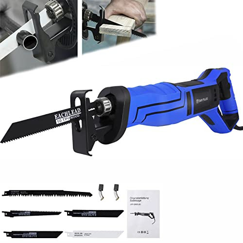 Reciprocating Saw 900W, 240V Electric Saw, Sabre Saw with 5 Saw Blades 0-2800SPM Variable Speed Lock-Button, 20mm Stroke, Tool-Free Blade Change, Electric Sawzall for Cut Wood, Plastic and Soft Metal
