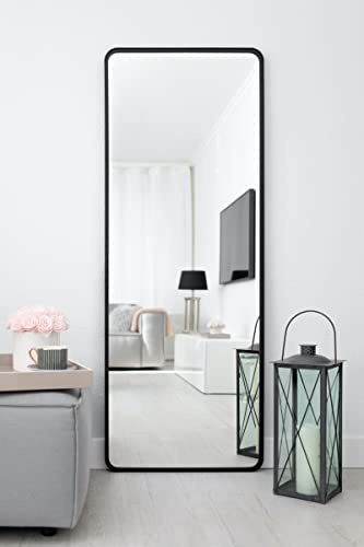 MySpiegel.de Rechteckiger Wandspiegel mit Alurahmen in Schwarz 100 x 200 cm
