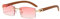 Junsika Randlose Rechteckige Holz Sonnenbrille für Herren und Damen Klassische Retro Holz Rosa Sonnenbrille UV400 Schutz