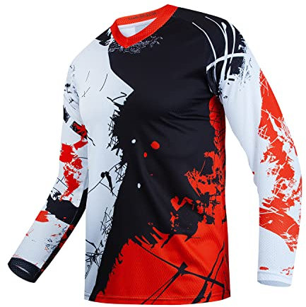 Kids Element Racewear powersports Jerseys Cycling MTB Bicycle Mountain Bike Jersey Shirt for Child 4-12Y Girl boy Red L