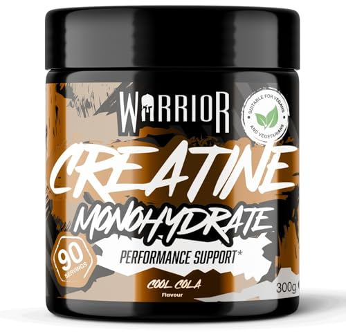 Warrior Flavoured Creatine Monohydrate Powder 300g (90 Servings) – Creatine Powder Drink, Creatine for Performance, Strength & Recovery (Not Creatine Gummies or Tablets) – Cool Cola