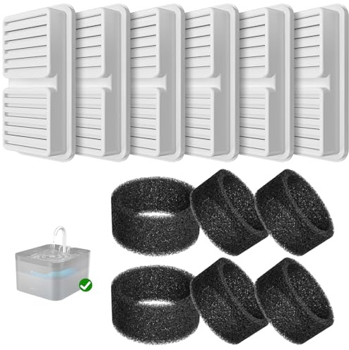 PawPoll Cat Fountain Filters, 6 Pieces Filter + 6 Pieces Foam Filter for Cat Water Fountain for Drinking