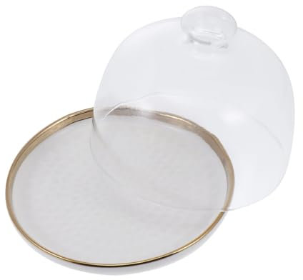 PHENOFICE 1 Satz Kuchenform Aus Keramik Butler-serviertablett Für Miniposter Tortenplatte Snack-kuchen Brotbehälter Dessert-kuppelabdeckung Desserttablett-deckel-kit Nachtisch Glas Weiß