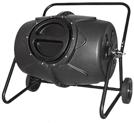 Cubo de compostaje grande para jardín con ruedas y sistema de ventilación, compostador de 360° para compostaje de alto volumen, regalos de jardinería para mujeres y hombres