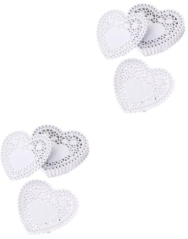 LALADEFIEE 500pièces Napperons Papier Dentelle Forme De Cœur Décorations Pour Mariages Anniversaires Et Desserts Huileuse Pour Gâteaux Et Pâtisseries