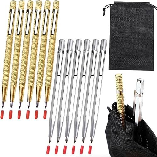 LZMDISU Tungsten Carbide Tip Scriber, Metal Etching Pen Carve Engraver Scribe Tools for Stainless Steel, Ceramics, Glass, Metal Sheet and Gold/Welding(12 Pack)