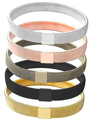 SAFIGLE 5piezas Brazalete Hombre Pulseras Elásticas Metal Para Camisas Chaquetas y Suéteres