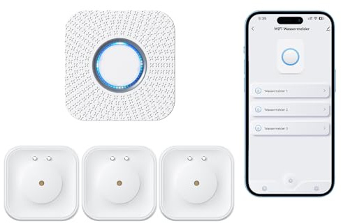 Seektain Capteur d’Eau de Cuisine WLAN: Detecteur de Fuite d'eau, WiFi Alarme Maison sans Fil Capteur de Niveau d'eau Alarme Piscine pour Cuisines, Sols, Caves