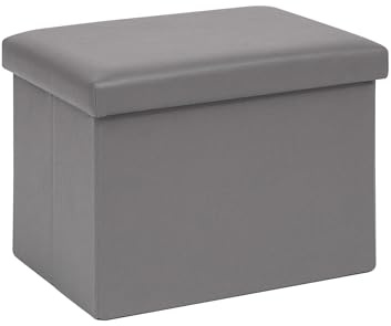 Bonlife Fällbar förvaringspall, rektangulär fuskpäls med förvaringsutrymme, vardagsrum, hall, sovrum, 42 x 32 x 32 cm, grå