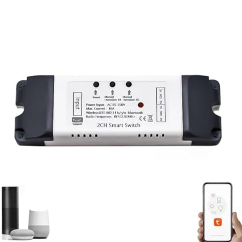 Yuanpgky Modulo apriporta per garage per interruttore compatibile, WiFi da 2,4 GHz per controller relè con controllo vocale e app remota, DC/AC 7-32 V, 10 A (AC 85-250 V)