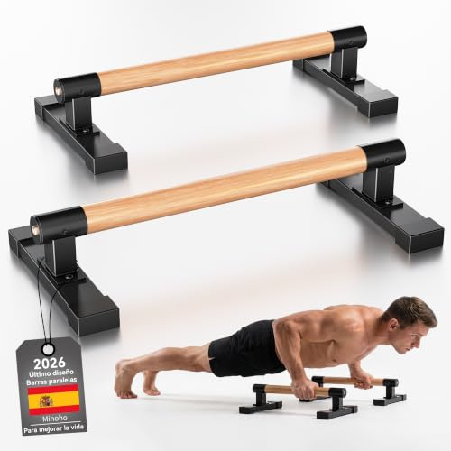 Barras paralelas, barras de flexiones para calistenia, paradas de manos y entrenamiento de fuerza con mangos de madera de haya, equipo de fitness para entrenamiento de brazos y pectorales