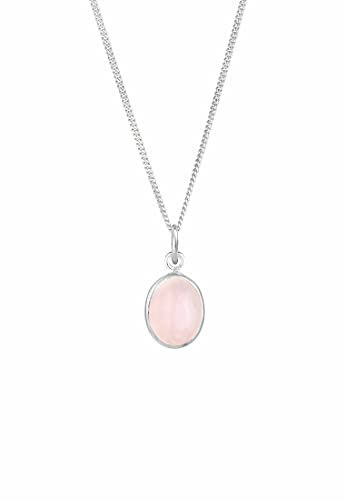Elli Halskette Damen Solitär Anhänger Basic Elegant mit Rosenquarz in 925 Sterling Silber