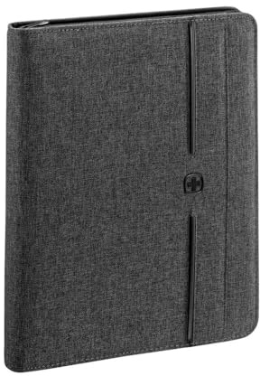 WENGER Affiliate Schreibmappe mit Ringhefter und 10 Zoll Tabletfach, Padfolio mit Business-Organizer, Polyester, A4-Notizbuch, Damen Herren, Grau, 601360
