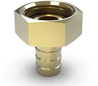 ABA Beul 55052.003.2 - Raccordo per tubo flessibile con dado multibordo, 1/2 per tubo 3/8 x 10, con guarnizione EPDM, ottone