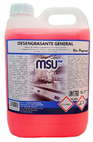 MSU - Desengrasante Profesional de Cocina | Limpia Hornos, Campanas, Filtros | Para Superficies Grasas | Aplicación Fría | Limpia, Desengrasa y Abrillanta | 5 Litros