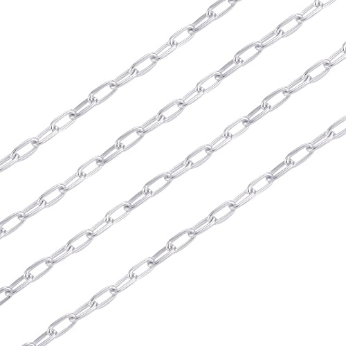 Cheriswelry 16,4 fot aluminiumkabelkedja Gainsboro 16 x 8 mm pappersklämma stor bred osvetsad öppen kors oval länk för män kvinnor smycken midja hundkedja tillverkning