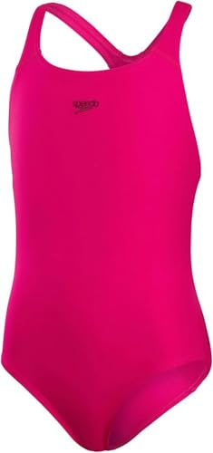 Speedo Girls Eco Endurance+ Medalist Swimsuit | Chlorine Resistance | Recycled Fabric | Comfort Fit | Swimming Lessons | Swim Holiday Swimsuit Electric Pink