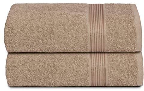 GLAMBURG Baumwolle 2er-Pack Oversized Badetuch-Set 70 x 140 cm, große Badetücher, Ultra saugfähig, kompakt, schnell trocknend und leicht, Bräunen