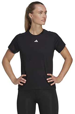 adidas Women's AEROREADY Train Essentials Minimal Branding Crewneck Tee, Black, L
