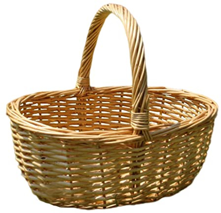 VONGLYHOO Cesto Da Picnic Cesto Di Vimini Con Manico Cesto Intrecciato Cesto Di Vimini Da Picnic Cesto Regalo Vuoto Rustico Cesto Ovale Cesto Intrecciato Con Fodera Per Forniture 35x27x13 Cm Beige