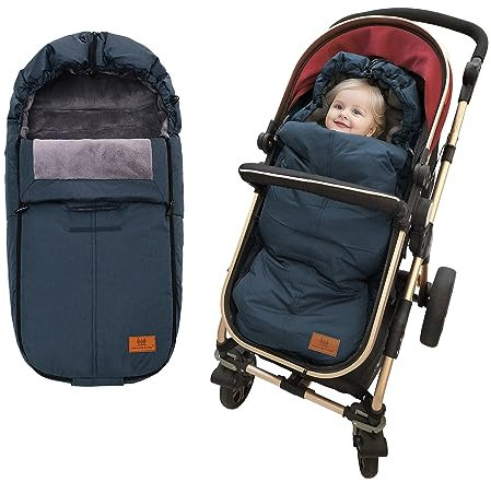 Fußsack für Kinderwagen Universal Baby Fußsack Schlafsack Winterfußsack Waschbar Passend für Alle Kinderwagen (Navy blau)