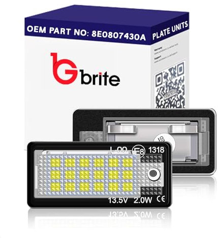 GBrite - 18 SMD LEDS Number Plate Light Units For Audi A3 S3 A4 S4 A6 S6 A8 Q7 Canbus Error Free 5500K Pure Xenon White